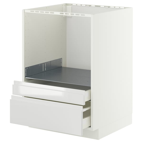 METOD / MAXIMERA - Base cabinet f combi micro/drawers, white/Voxtorp high-gloss/white , 60x60 cm