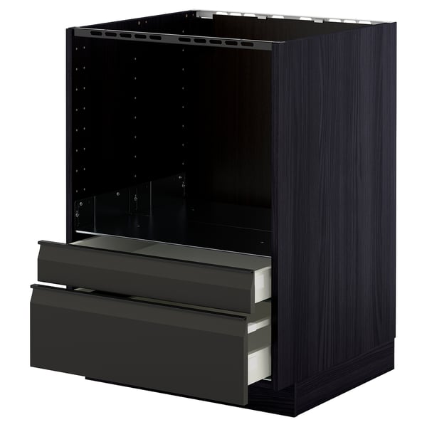 METOD / MAXIMERA base cabinet f combi micro/drawers, black/Upplöv matt anthracite, 60x60 cm