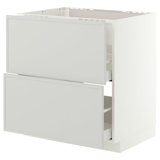 METOD / MAXIMERA base cab f hob/int extractor w drw, white/Aspudden light grey, 80.0x80.0x60.0 cm