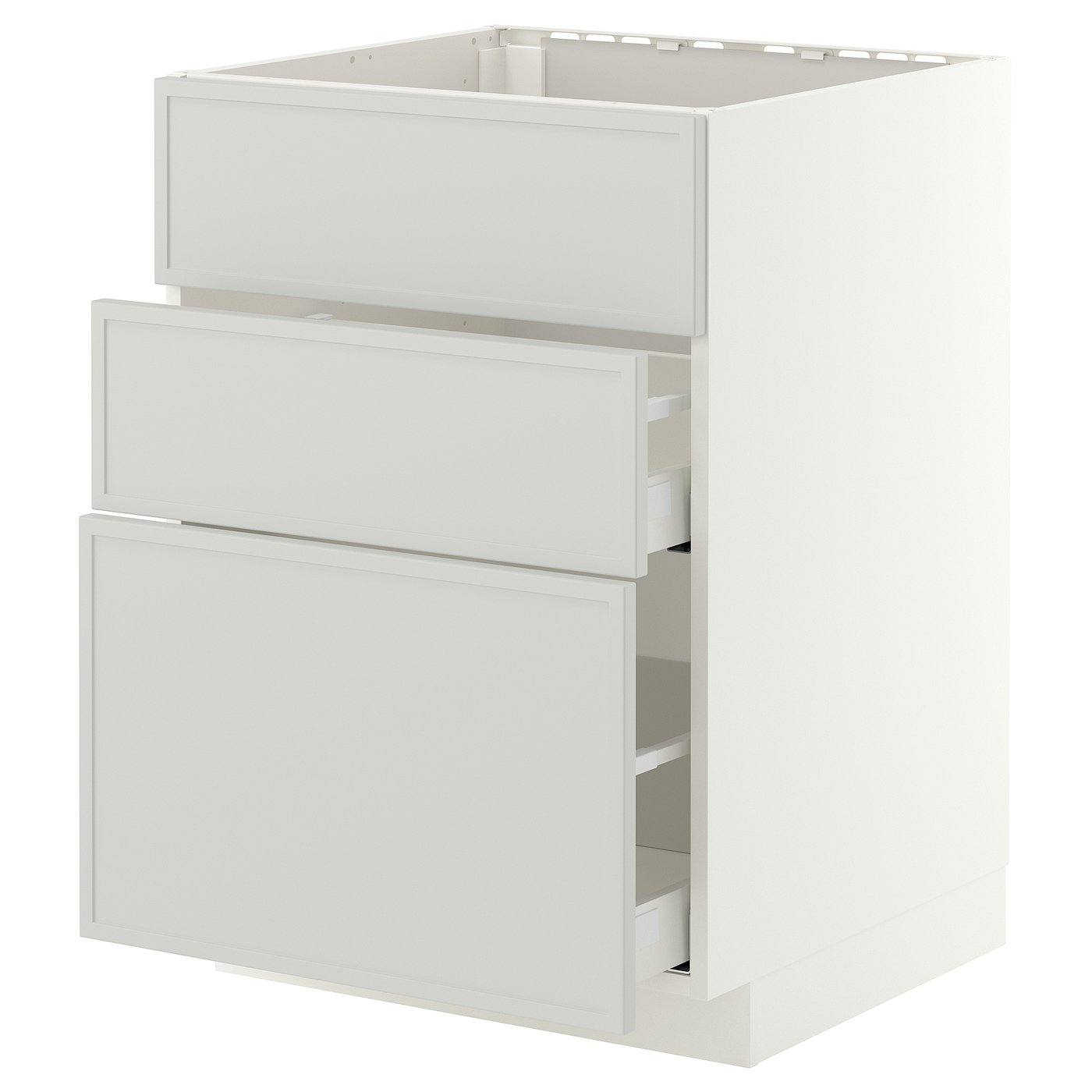 METOD / MAXIMERA base cab f hob/int extractor w drw, white/Aspudden light grey, 60x60 cm