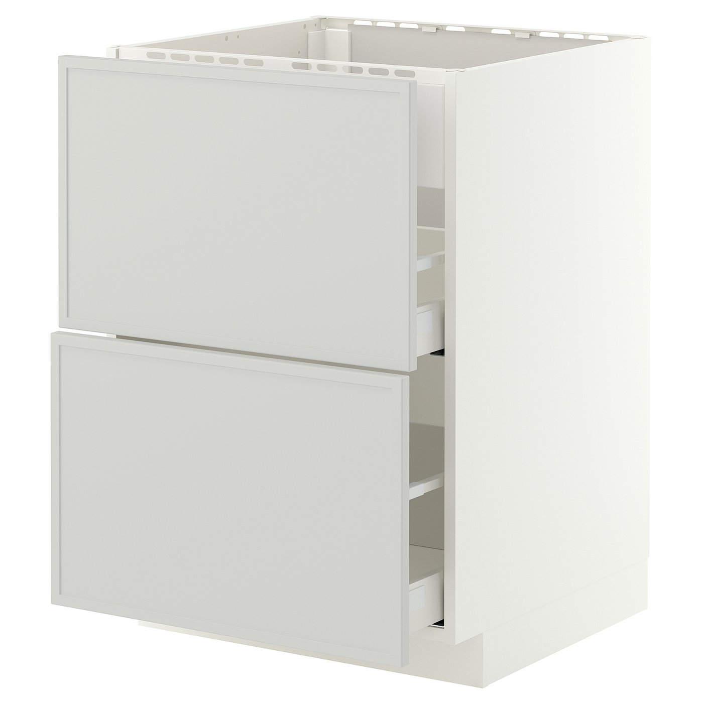 METOD / MAXIMERA base cab f hob/int extractor w drw, white/Aspudden light grey, 60x60 cm