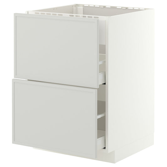 METOD / MAXIMERA base cab f hob/int extractor w drw, white/Aspudden light grey, 60x60 cm