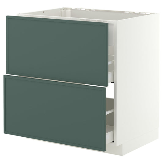 METOD / MAXIMERA base cab f hob/int extractor w drw, white/Aspudden dark grey-green, 80x60 cm
