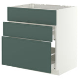 METOD / MAXIMERA base cab f hob/int extractor w drw, white/Aspudden dark grey-green, 80x60 cm