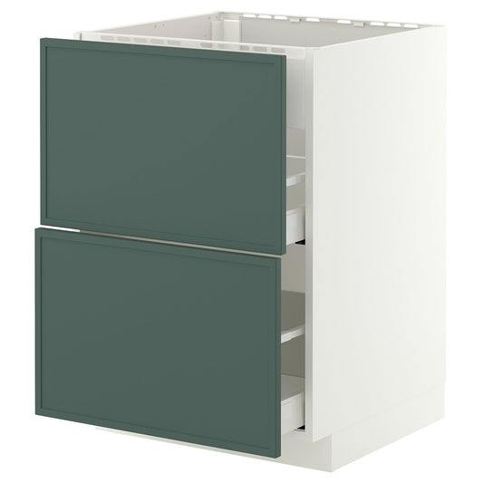 METOD / MAXIMERA base cab f hob/int extractor w drw, white/Aspudden dark grey-green, 60x60 cm