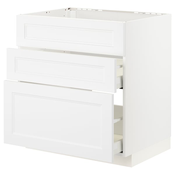 METOD / MAXIMERA - METOD / MAXIMERA Base cab f hob/int extractor w drw, white/Axstad matt white, 80x60 cm