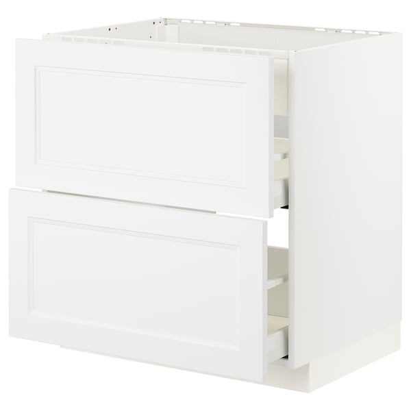 METOD / MAXIMERA - METOD / MAXIMERA Base cab f hob/int extractor w drw, white/Axstad matt white, 80x60 cm