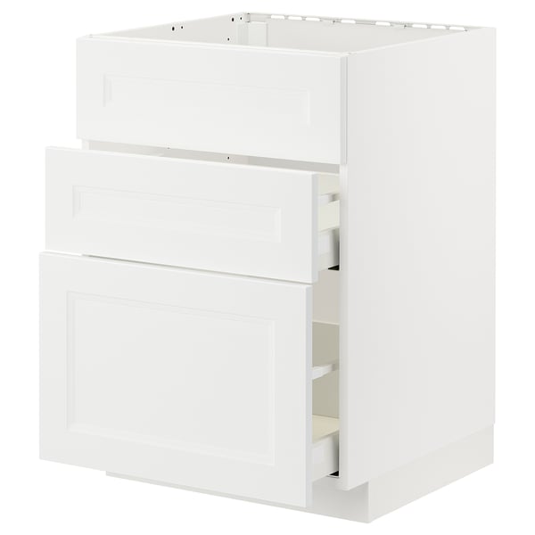 METOD / MAXIMERA - METOD / MAXIMERA Base cab f hob/int extractor w drw, white/Axstad matt white, 60x60 cm