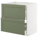 METOD / MAXIMERA base cab f hob/int extractor w drw, white/Axstad grey-green, 80x60 cm