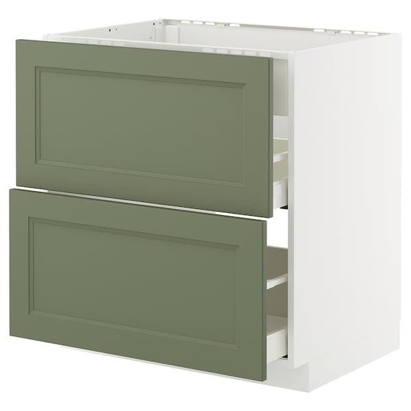 Ikea METOD / MAXIMERA - Cabinet top cott/cup int/casset, white/Axstad gray-green,80x60 cm