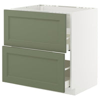 METOD / MAXIMERA base cab f hob/int extractor w drw, white/Axstad grey-green, 80x60 cm