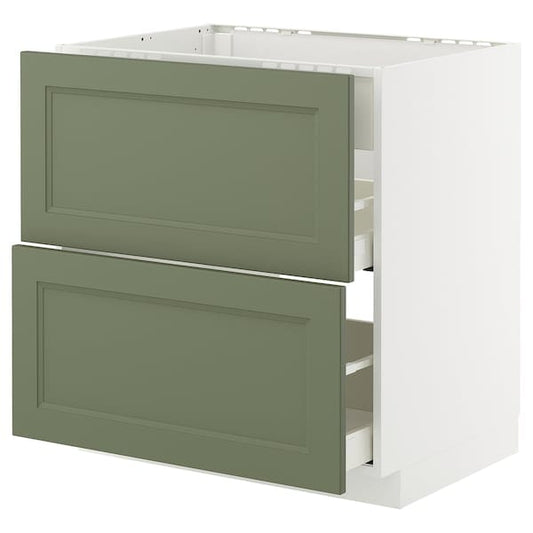 Ikea METOD / MAXIMERA - Cabinet top cott/cup int/casset, white/Axstad gray-green,80x60 cm