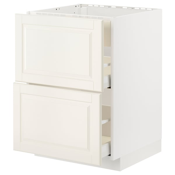 METOD / MAXIMERA - Base cab f hob/int extractor w drw, white/Bodbyn off-white , 60x60 cm