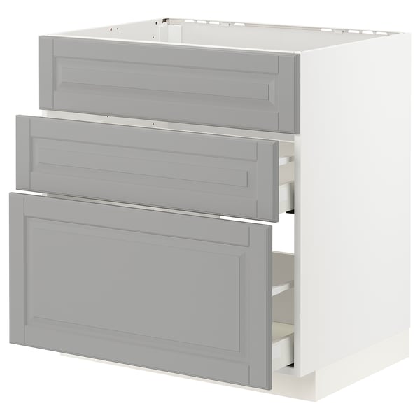 METOD / MAXIMERA - Base cab f hob/int extractor w drw, white/Bodbyn grey , 80x60 cm