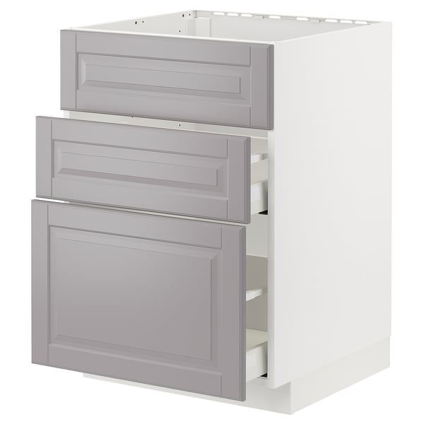 METOD / MAXIMERA - METOD / MAXIMERA Base cab f hob/int extractor w drw, white/Bodbyn grey, 60x60 cm