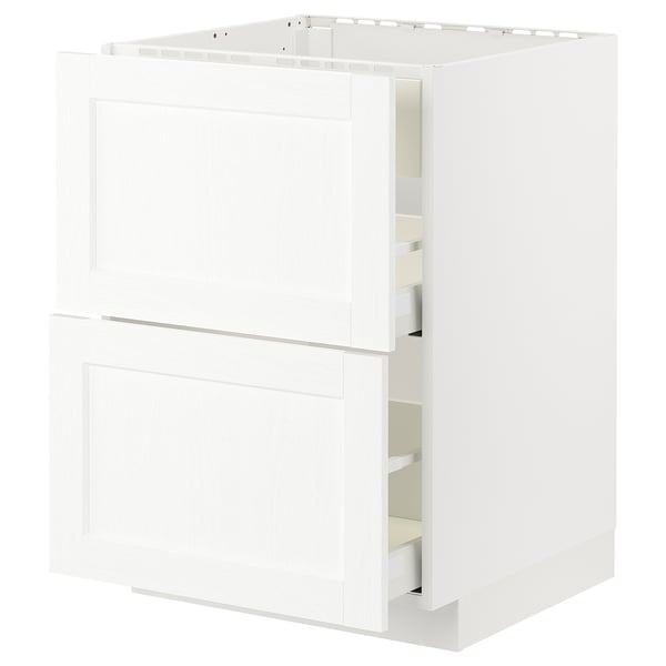 METOD / MAXIMERA - METOD / MAXIMERA Base cab f hob/int extractor w drw, white Enköping/white wood effect, 60x60 cm
