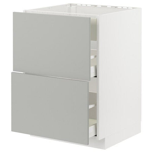 METOD / MAXIMERA - METOD / MAXIMERA Base cab f hob/int extractor w drw, white/Havstorp light grey, 60x60 cm