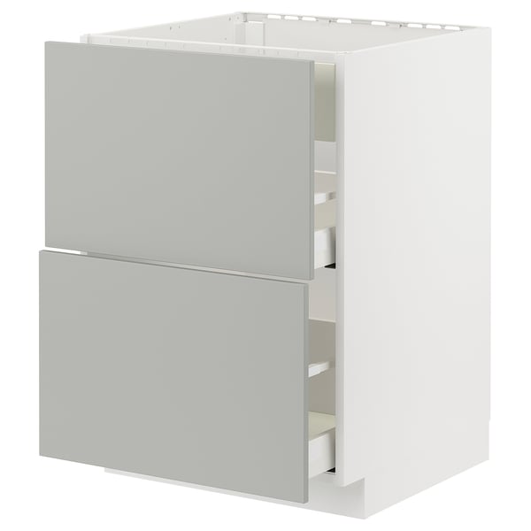 METOD / MAXIMERA base cab f hob/int extractor w drw, white/Havstorp light grey, 60x60 cm