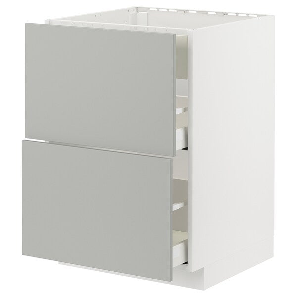 METOD / MAXIMERA - Base cab f hob/int extractor w drw, white/Havstorp light grey, 60x60 cm