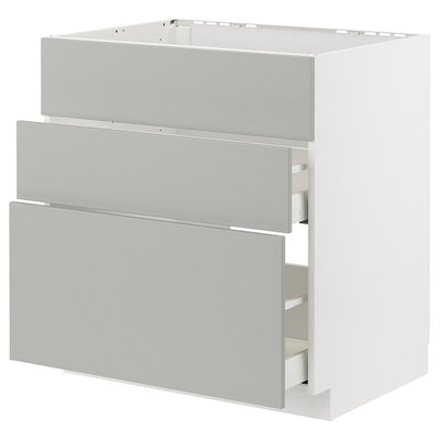 METOD / MAXIMERA - Mobile piano cott/cappa int/casset, bianco/Havstorp grigio chiaro,80x60 cm