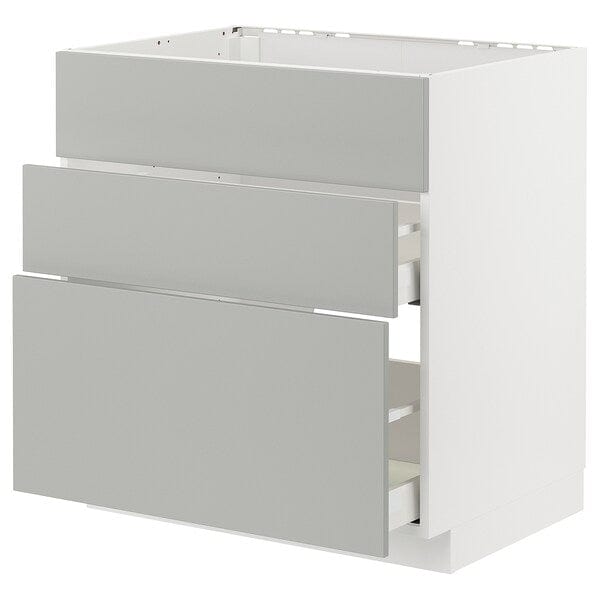 Ikea METOD / MAXIMERA - Base cab f hob/int extractor w drw, white/Havstorp light grey, 80x60 cm