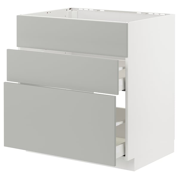 METOD / MAXIMERA - METOD / MAXIMERA Base cab f hob/int extractor w drw, white/Havstorp light grey, 80x60 cm