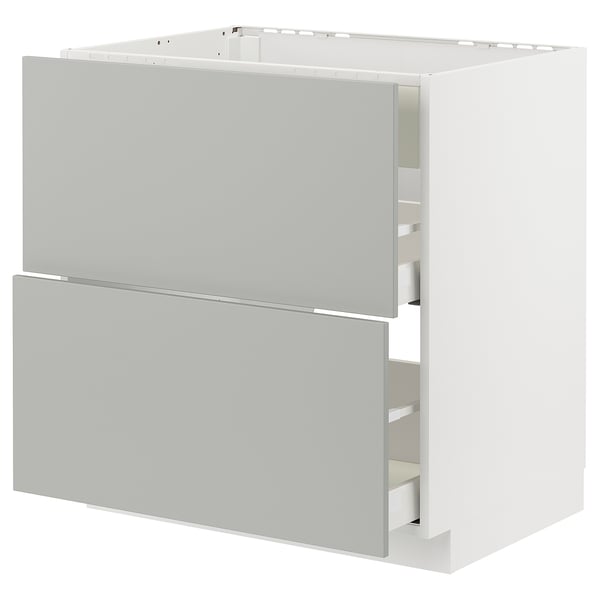 METOD / MAXIMERA base cab f hob/int extractor w drw, white/Havstorp light grey, 80x60 cm