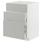METOD / MAXIMERA base cab f hob/int extractor w drw, white/Havstorp light grey, 60x60 cm