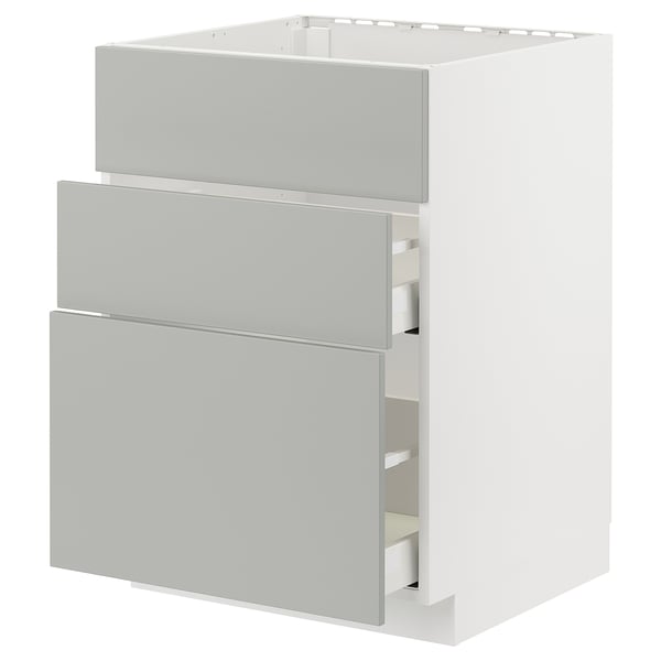 METOD / MAXIMERA base cab f hob/int extractor w drw, white/Havstorp light grey, 60x60 cm