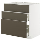 METOD / MAXIMERA base cab f hob/int extractor w drw, white/Havstorp brown-beige, 80x60 cm