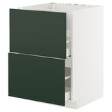 METOD / MAXIMERA base cab f hob/int extractor w drw, white/Havstorp deep green, 60x60 cm