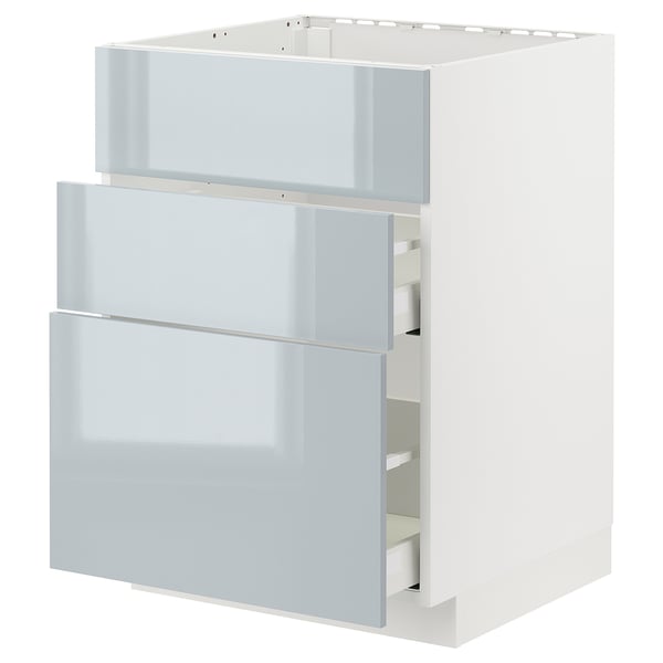 METOD / MAXIMERA - METOD / MAXIMERA Base cab f hob/int extractor w drw, white/Kallarp light grey-blue, 60x60 cm