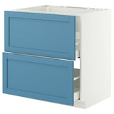 METOD / MAXIMERA base cab f hob/int extractor w drw, white/Lerhyttan blue, 80x60 cm