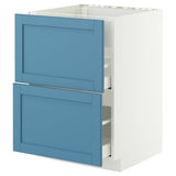 METOD / MAXIMERA base cab f hob/int extractor w drw, white/Lerhyttan blue, 60x60 cm