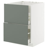 METOD / MAXIMERA base cab f hob/int extractor w drw, white/Nickebo matt grey-green, 60x60 cm