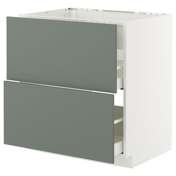 Ikea METOD / MAXIMERA - Base cab f hob/int extractor w drw, white/Nickebo matt grey-green, 80x60 cm