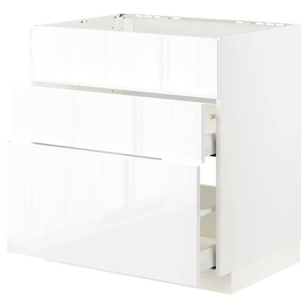 METOD / MAXIMERA base cab f hob/int extractor w drw, white/Ringhult white, 80x60 cm