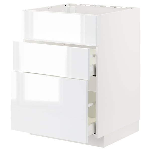 METOD / MAXIMERA base cab f hob/int extractor w drw, white/Ringhult white, 60x60 cm