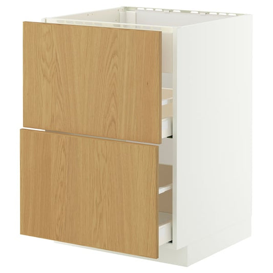 METOD / MAXIMERA cabinet top cott/cup int/casset, white/Sinarp oak veneer, 60x60 cm