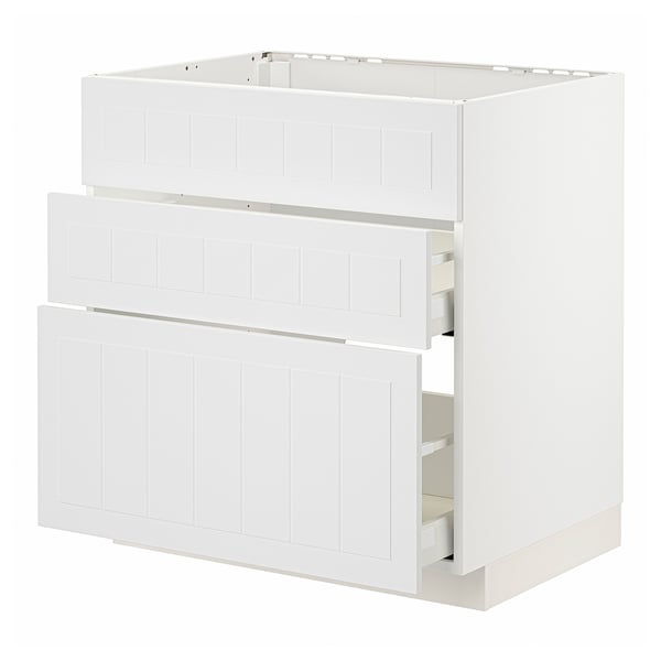 METOD / MAXIMERA - METOD / MAXIMERA Base cab f hob/int extractor w drw, white/Stensund white, 80x60 cm