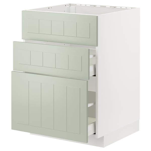 METOD / MAXIMERA - METOD / MAXIMERA Base cab f hob/int extractor w drw, white/Stensund light green, 60x60 cm
