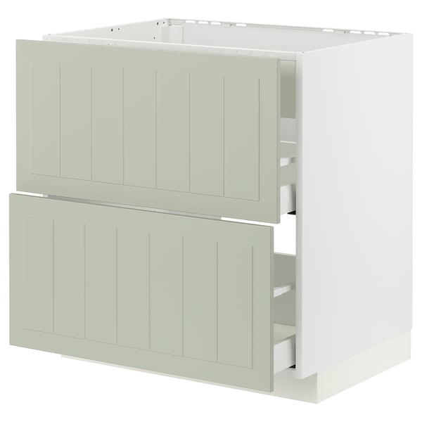 METOD / MAXIMERA - METOD / MAXIMERA Base cab f hob/int extractor w drw, white/Stensund light green, 80x60 cm