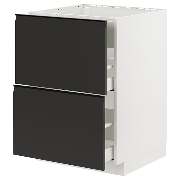 METOD / MAXIMERA base cab f hob/int extractor w drw, white/Upplöv matt anthracite, 60x60 cm