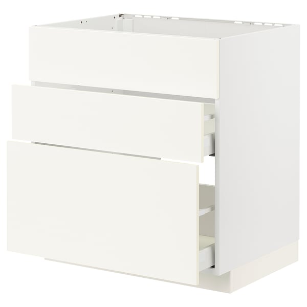 METOD / MAXIMERA - METOD / MAXIMERA Base cab f hob/int extractor w drw, white/Vallstena white, 80x60 cm