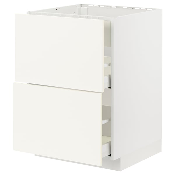 METOD / MAXIMERA - METOD / MAXIMERA Base cab f hob/int extractor w drw, white/Vallstena white, 60x60 cm