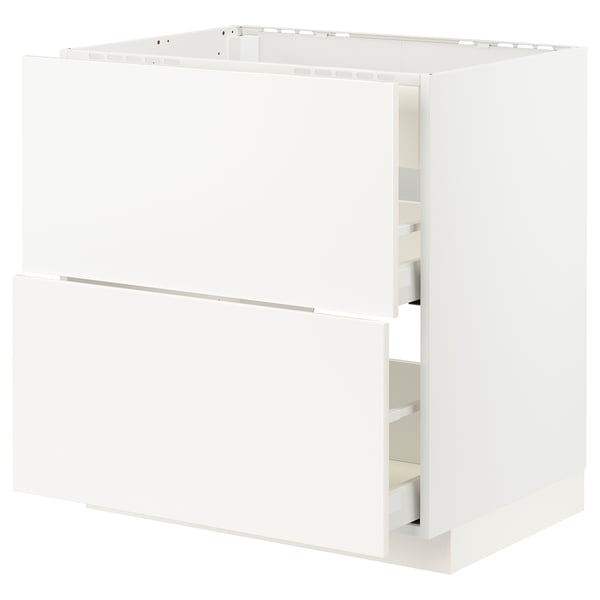 METOD / MAXIMERA base cab f hob/int extractor w drw, white/Veddinge white, 80x60 cm