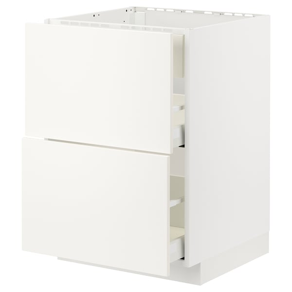 METOD / MAXIMERA base cab f hob/int extractor w drw, white/Veddinge white, 60x60 cm