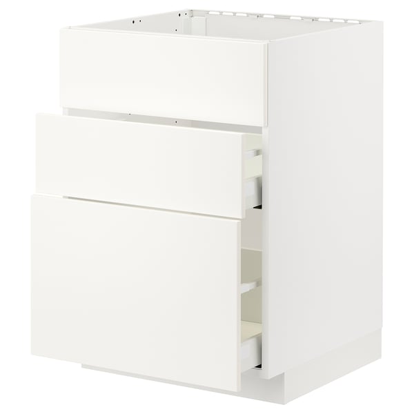 METOD / MAXIMERA base cab f hob/int extractor w drw, white/Veddinge white, 60x60 cm