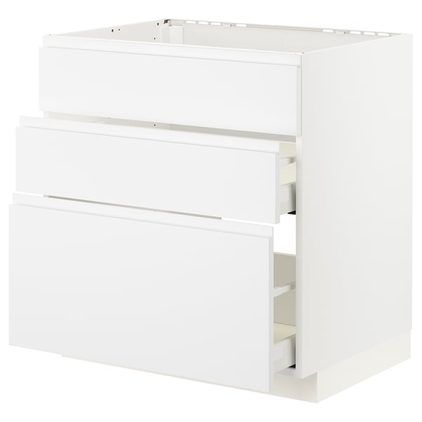 METOD / MAXIMERA base cab f hob/int extractor w drw, white/Voxtorp matt white, 80x60 cm