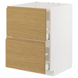 METOD / MAXIMERA base cab f hob/int extractor w drw, white/Voxtorp oak effect, 60x60 cm